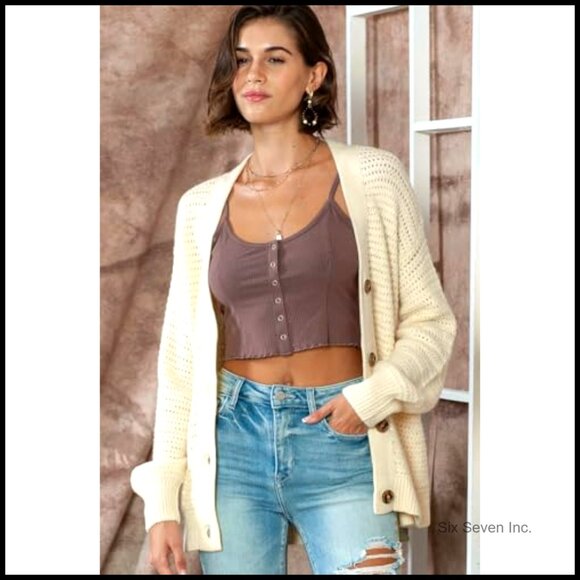 Chunky Knit Cardigan Open Front Long Sleeve Loose Fit Cable Knit Sweater - Picture 3 of 7